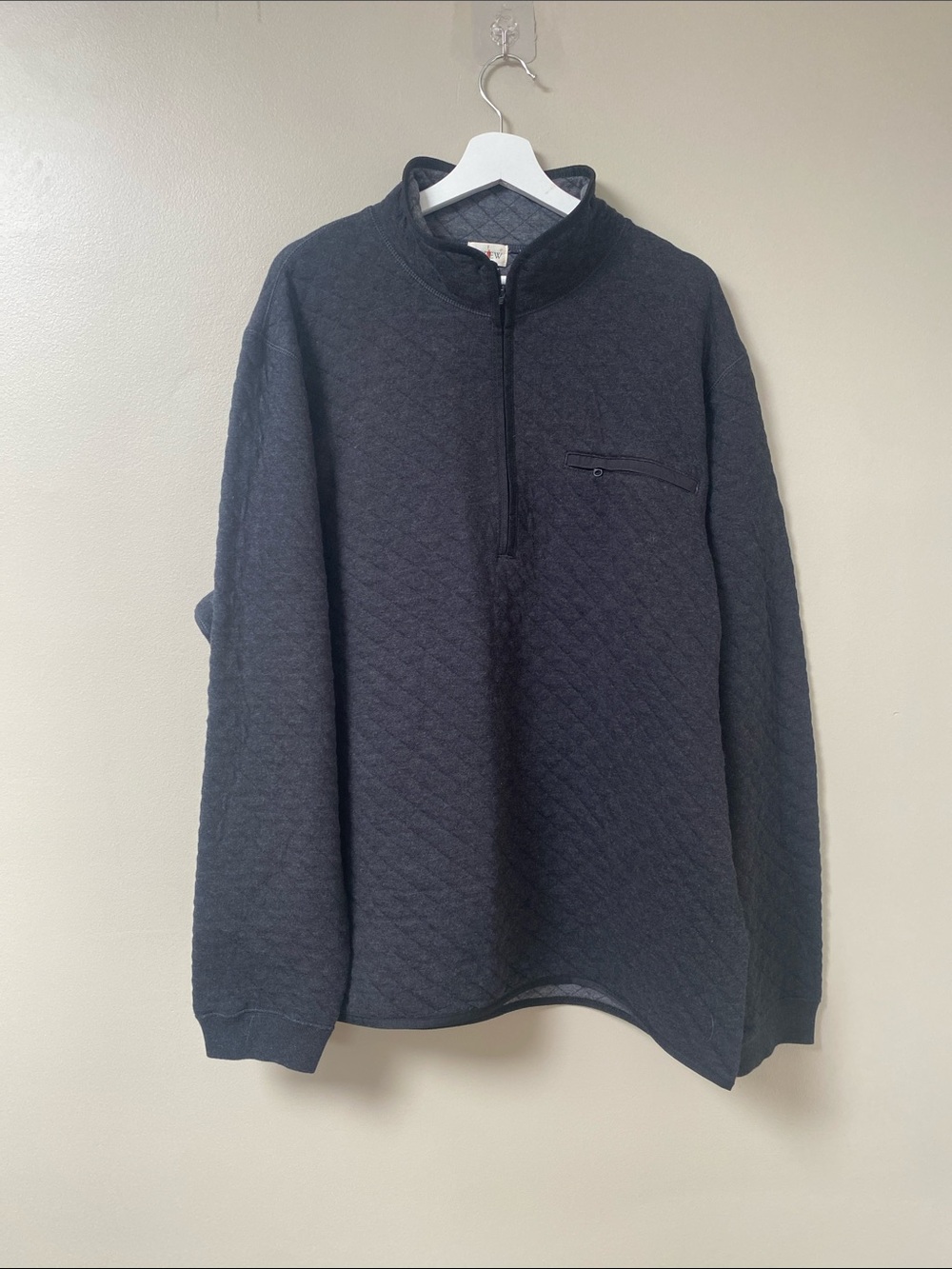 J. Crew Quilted Half-Zip Pullover Sweater Charcoal